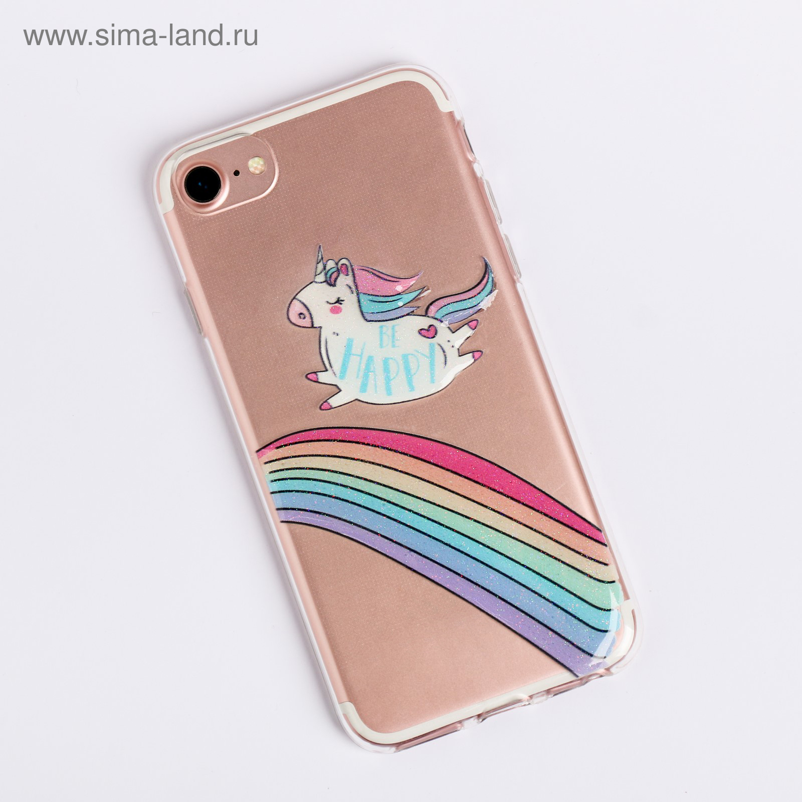 Чехол для телефона iPhone 6, 6S, 7 с эпоксидными элементами Be happy, 6.5 ×  14 см