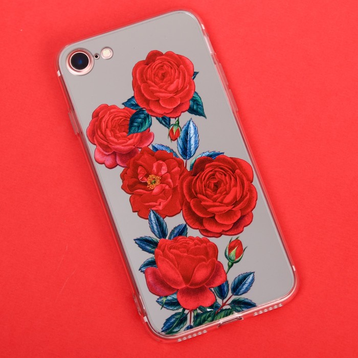 Чехол для телефона iPhone 7 с зеркальным эффектом «Розы», 6.5 × 14 см - фото 1909909356