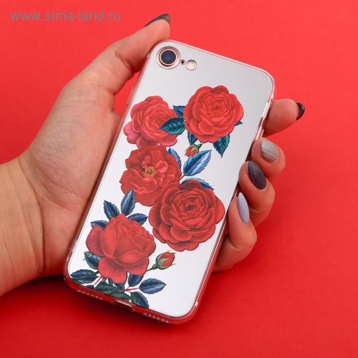 Чехол для телефона iPhone 7 с зеркальным эффектом «Розы», 6.5 × 14 см - Фото 1
