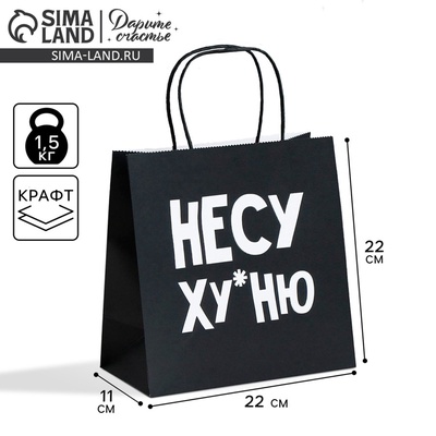 Пакет подарочный, упаковка, «Несу Ху*ню», 22×22×11 см