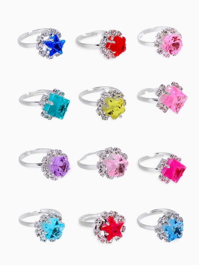 Кольцо Выбражулька «Льдинки», фасовка 36 шт., МИКС в серебре