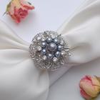 Кольцо для платка «Букет жемчужный», цвет бело-серый в серебре - Фото 1