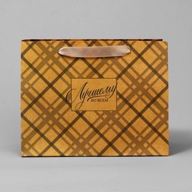 Пакет подарочный крафтовый, упаковка, «Лучшему во всём», MS 23?18?8 см (комплект 2 шт)