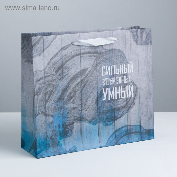 Пакет крафтовый горизонтальный «Сильному, уверенному, умному», MS 23 × 18 × 8 см - Фото 1