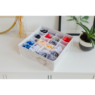 Органайзер для хранения белья «Мрамор», 24 отделения, 32×32×12 см, цвет белый