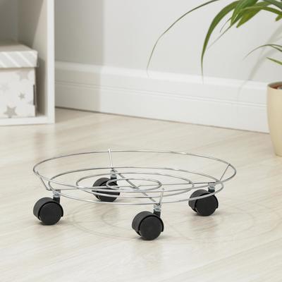 Подставка для цветов на колёсиках Доляна, 32×32×10 см, хром