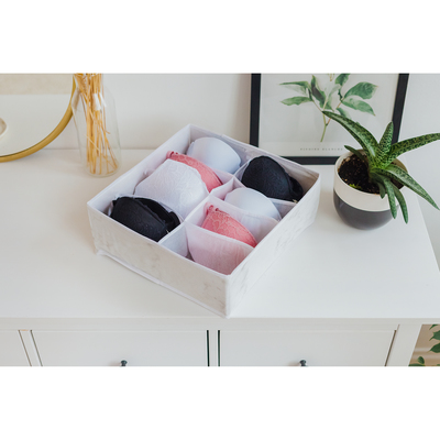 Органайзер для хранения белья Доляна «Мрамор», 8 отделений, 32×32×12 см, цвет белый