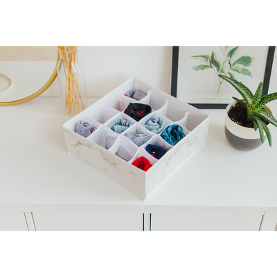 Органайзер для хранения белья «Мрамор», 16 отделений, 32×32×12 см, цвет белый