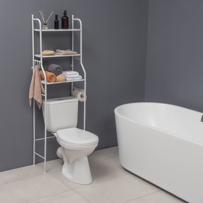 Стеллаж над унитазом, 47×25×152 см, белый - Фото 1