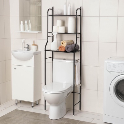 Стеллаж над унитазом, 47×25×152 см, чёрный