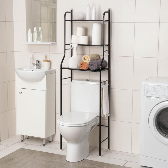 Стеллаж над унитазом, 47×25×152 см, чёрный - Фото 1