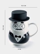 Кружка с силиконовой крышкой «Джентльмен», 380 мл, керамика, рисунок МИКС - Фото 2