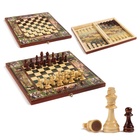 Настольная игра 3 в 1 "Бородино": шахматы, шашки, нарды, доска дерево 50 х 50 см - фото 3188149