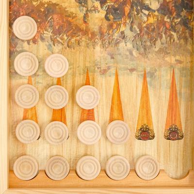 Настольная игра 3в1 «Бородино» шахматы, шашки, нарды, деревянные, 50×50 см