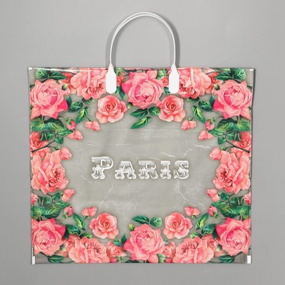 Пакет «Сады Парижа», полиэтиленовый с пластиковой ручкой, 37×34 см, 80 мкм