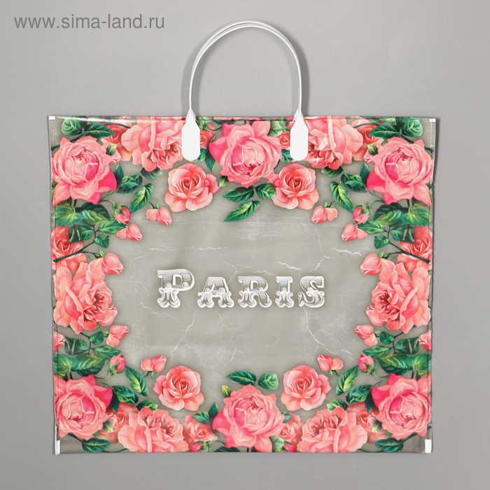 Пакет «Сады Парижа», полиэтиленовый с пластиковой ручкой, 37×34 см, 80 мкм - Фото 1