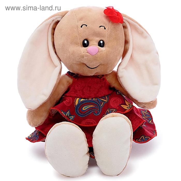 Мягкая игрушка «Зайка Милашка» в платье бордо с воланами, 30 см - Фото 1