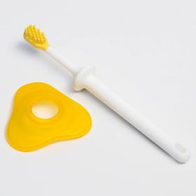 Детская зубная щетка-массажер, силикон, с ограничителем , цвет МИКС