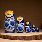 Матрёшка «Гжель», синее платье, 5 кукольная, 15 см - фото 8776095