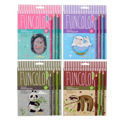 Карандаши цветные 24 цвета BrunoVisconti FunColor, пластиковые, МИКС