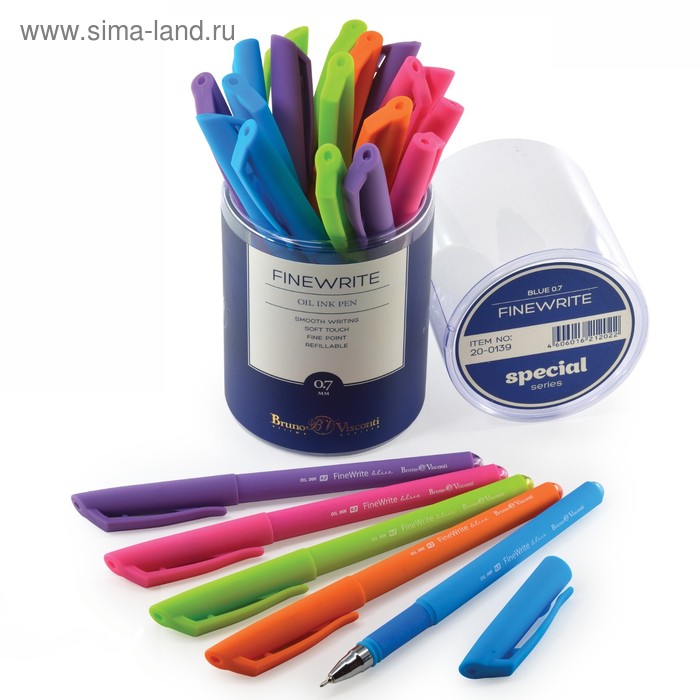 Ручка шариковая FineWrite SPECIAL, узел 0.7 мм синие чернила на масляной основе, матовый корпус Silk Touch, МИКС - Фото 1