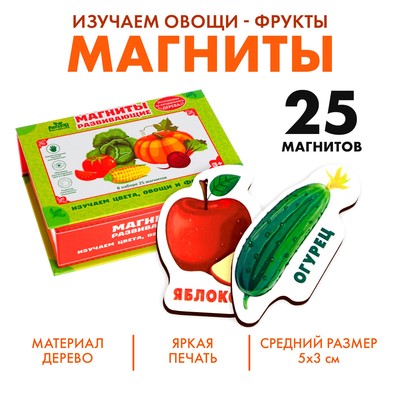 Развивающие магниты «Изучаем цвета и овощи - фрукты» (набор 25 шт.)