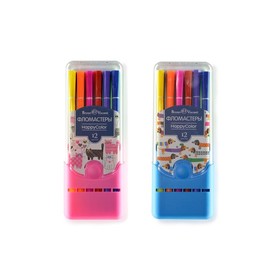 Фломастеры 12 цветов BrunoVisconti HappyColor, в пластиковом пенале, микс 4171561