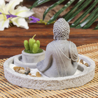 Сад Дзен "Будда в саду" серый, песок белый + свеча + камни 13х19х19 см - фото 8517627