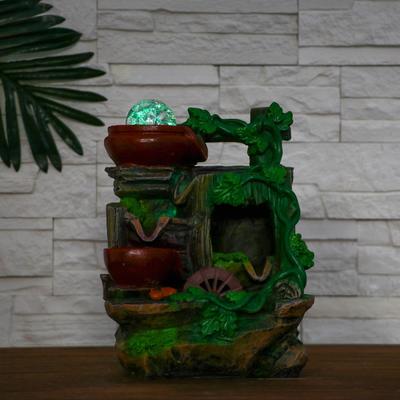 Фонтан настольный «Старая бочка в лиане», 13.5×17×28 см, с подсветкой