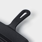 Сковорода «Квадрат. Гриль», 19×3 см, на деревянной подставке, индукция, чугун, чёрная - Фото 5