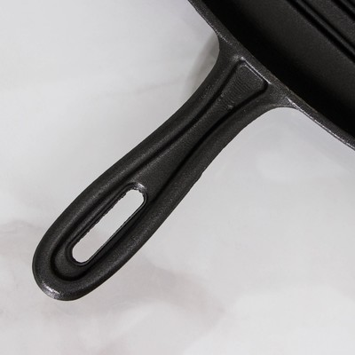 Сковорода-гриль «Гриль глубокий», 28×26×4.5 см, 2 слива, индукция, чугун, чёрная