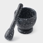 Ступка с пестиком Доляна «Чёрный мрамор», пластик, диаметр 10 см - Фото 3