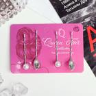 Невидимка для волос "Кварта" 5,5 см (набор 4 шт.) листики и бусины, серебристые - Фото 2