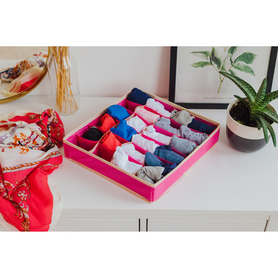 Органайзер для хранения белья «Ваниль», 24 отделения, 31×35×8 см, цвет розово-бежевый