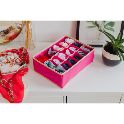 Органайзер для хранения белья «Ваниль», 18 отделений, 33×24×12 см, цвет розово-бежевый