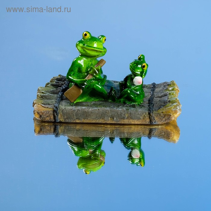 Садовая фигура плавающая "Лягушки на плоту" 18*11*10 см - Фото 1