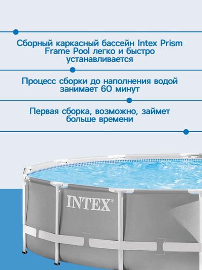 Бассейн каркасный INTEX Prism Frame 26720NP, 427×107 см, фильтр-насос, лестница, тент, подстилка, круглый