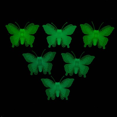 Набор светящегося декора "Бабочки" 6 шт., цвет МИКС, 7 × 5,5 × 5 см