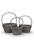 Корзина плетёная для хранения Penelope, ива, овальная, белая, набор 3 шт. - Фото 1