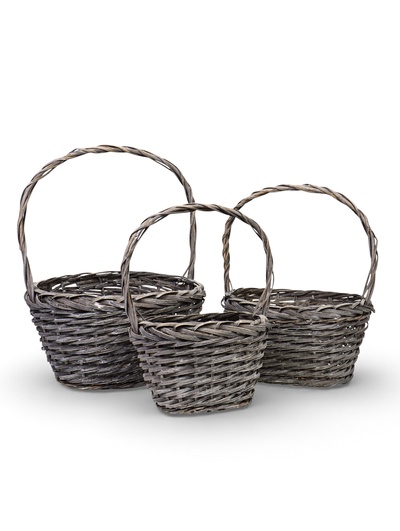 Корзина плетёная для хранения Penelope, ива, овальная, белая, набор 3 шт.