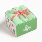 Салфетки махровые «Этель» Be happy, 3 шт., 30×30 см, зелёные - Фото 5