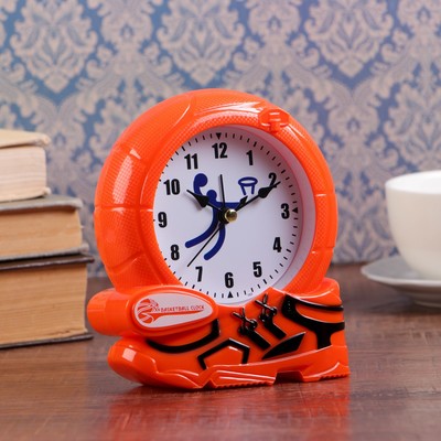 Часы - будильник настольные "Баскетбол", дискретный ход, циферблат d-8 см, 14 х 12 см, АА