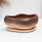 Горшок для кактусов и суккулентов «Бонсай», 600 мл, 17×14×8 см, керамический, с поддоном, коричневый - Фото 2