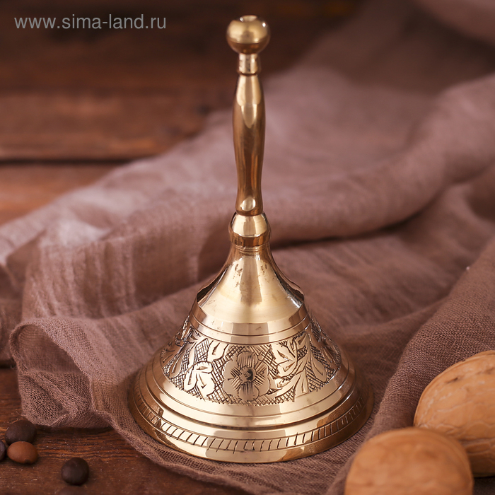 Колокольчик «Широкий колокольчик с узорами», 7.5×7.5×12 см, латунь