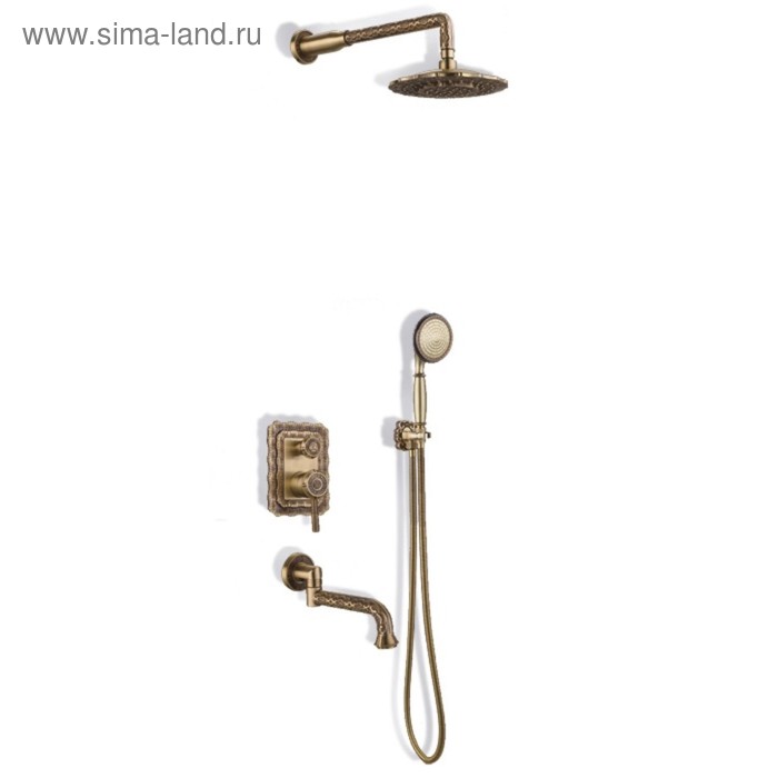 Душевая система Bronze de Luxe 10137DF, излив, тропический душ, скрытый монтаж, латунь - Фото 1