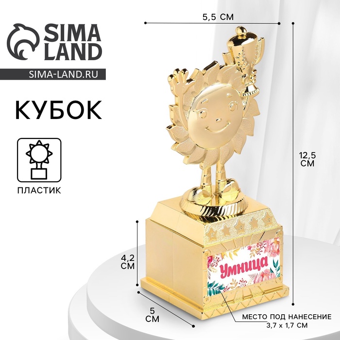 

Наградная фигура детская «Умница», кубок, пластик, золото, 12,5 х 5,5 х 5 см.