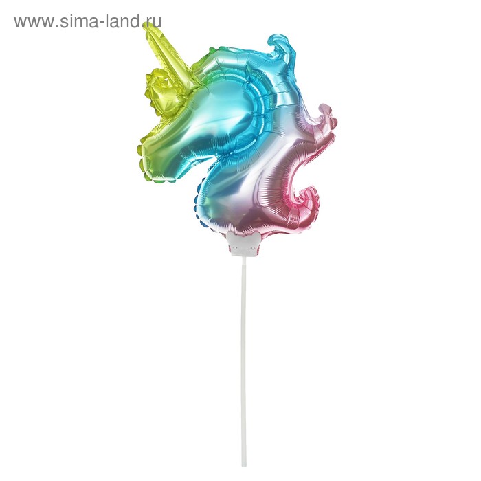 Шар фольгированный 12" "Единорог", с палочкой, разноцветный - Фото 1