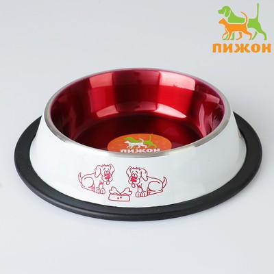 Миска декоративная цветная, 230 мл, с нескользящим основанием, металл, белая, красная