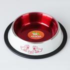 Миска декоративная цветная, 230 мл, с нескользящим основанием, металл, белая, красная - Фото 2