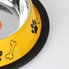 Миска с нескользящим основанием цветная с принтом, 235 мл, жёлтая - Фото 4